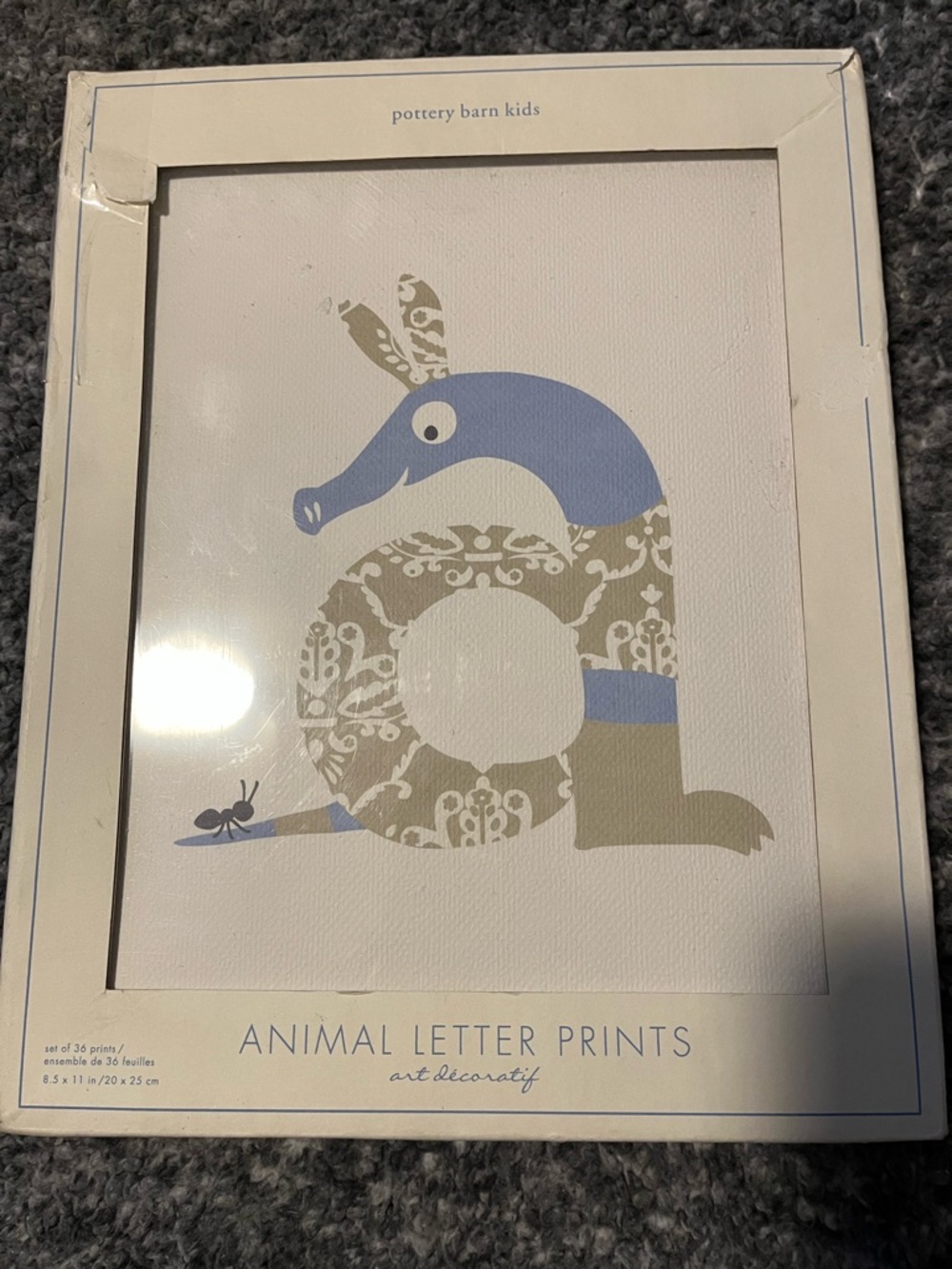 Pottery Barn Kids Animal Letter Print - Letter  Alphabet in Blue & Tan